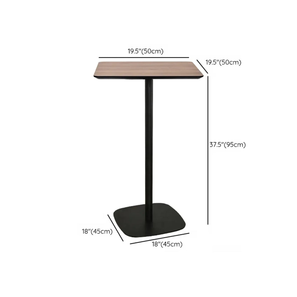 Table de bar élégante en bois avec piètement en métal noir pour café