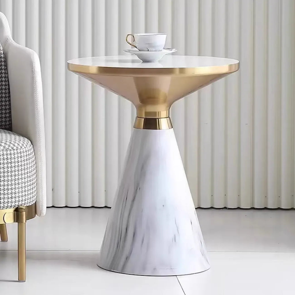 Table d'appoint ronde en métal Glam Chairside pour salon