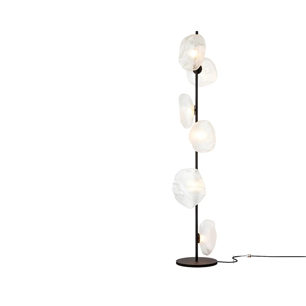 Lampada da terra geometrica Art Déco a 6 luci in vetro trasparente Nera/Oro