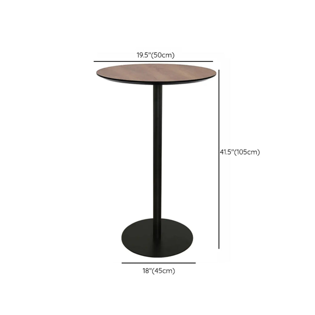 Table de bar élégante en bois avec piètement en métal noir pour café