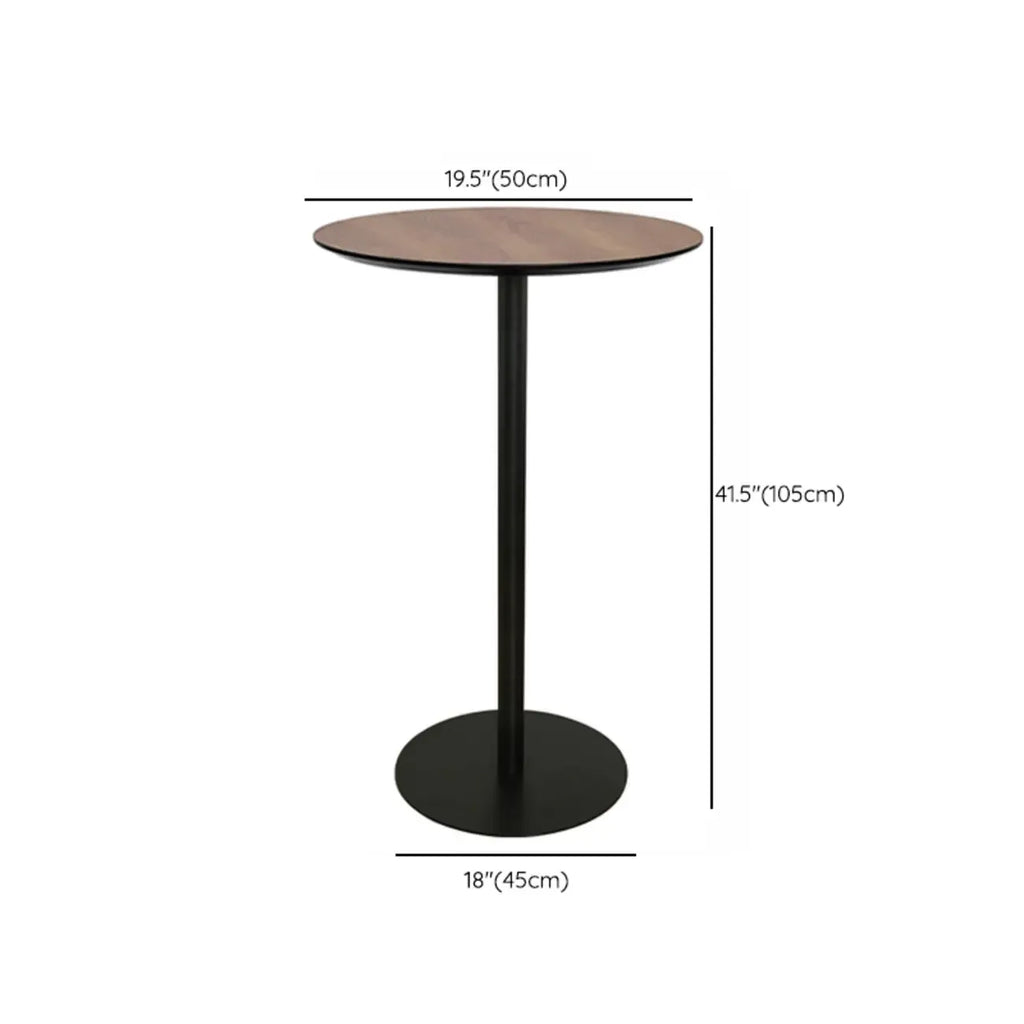 Table de bar élégante en bois avec piètement en métal noir pour café