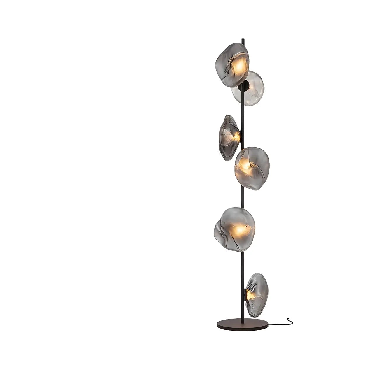 Lampada da terra geometrica Art Déco a 6 luci in vetro trasparente Nera/Oro