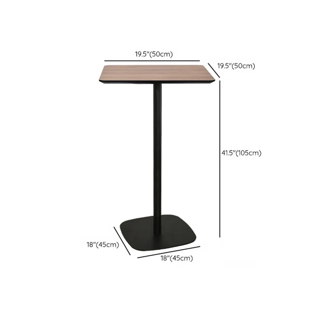 Table de bar élégante en bois avec piètement en métal noir pour café