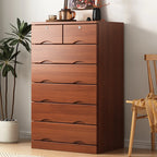 Commode industrielle en bois massif à 5 tiroirs pour chambre à coucher