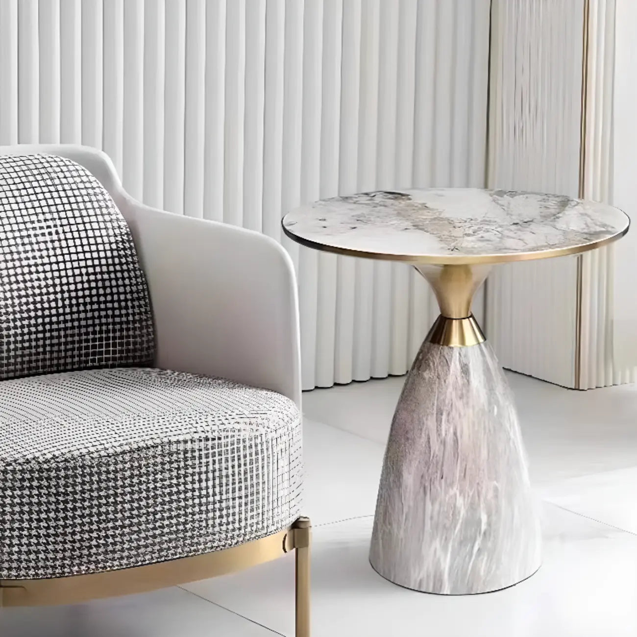 Table d'appoint ronde en métal Glam Chairside pour salon