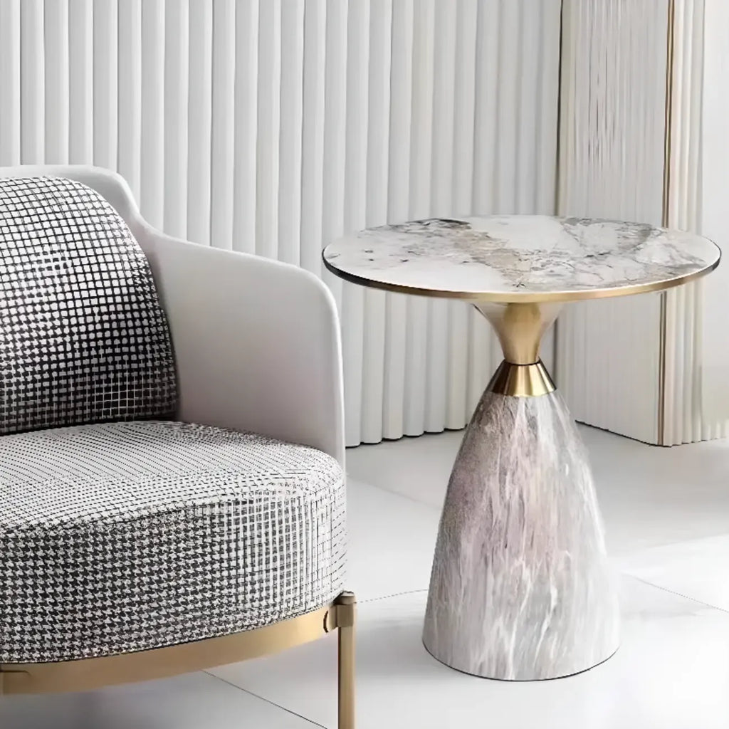 Table d'appoint ronde en métal Glam Chairside pour salon