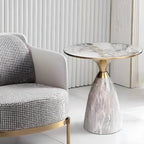 Table d'appoint ronde en métal Glam Chairside pour salon