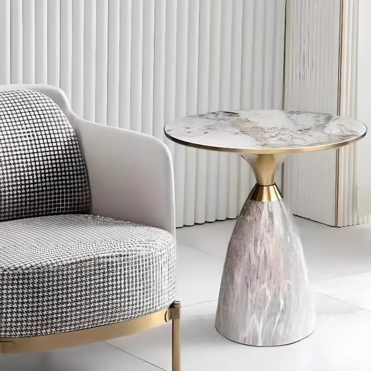 Table d'appoint ronde en métal Glam Chairside pour salon
