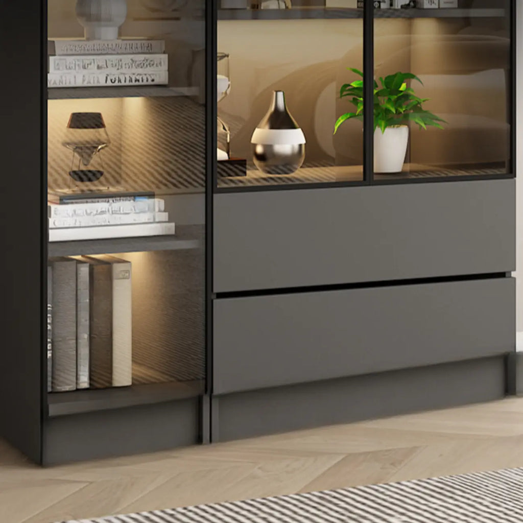 Vitrine standard de rangement avec porte vitrée et bois noir