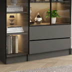 Vitrine standard de rangement avec porte vitrée et bois noir