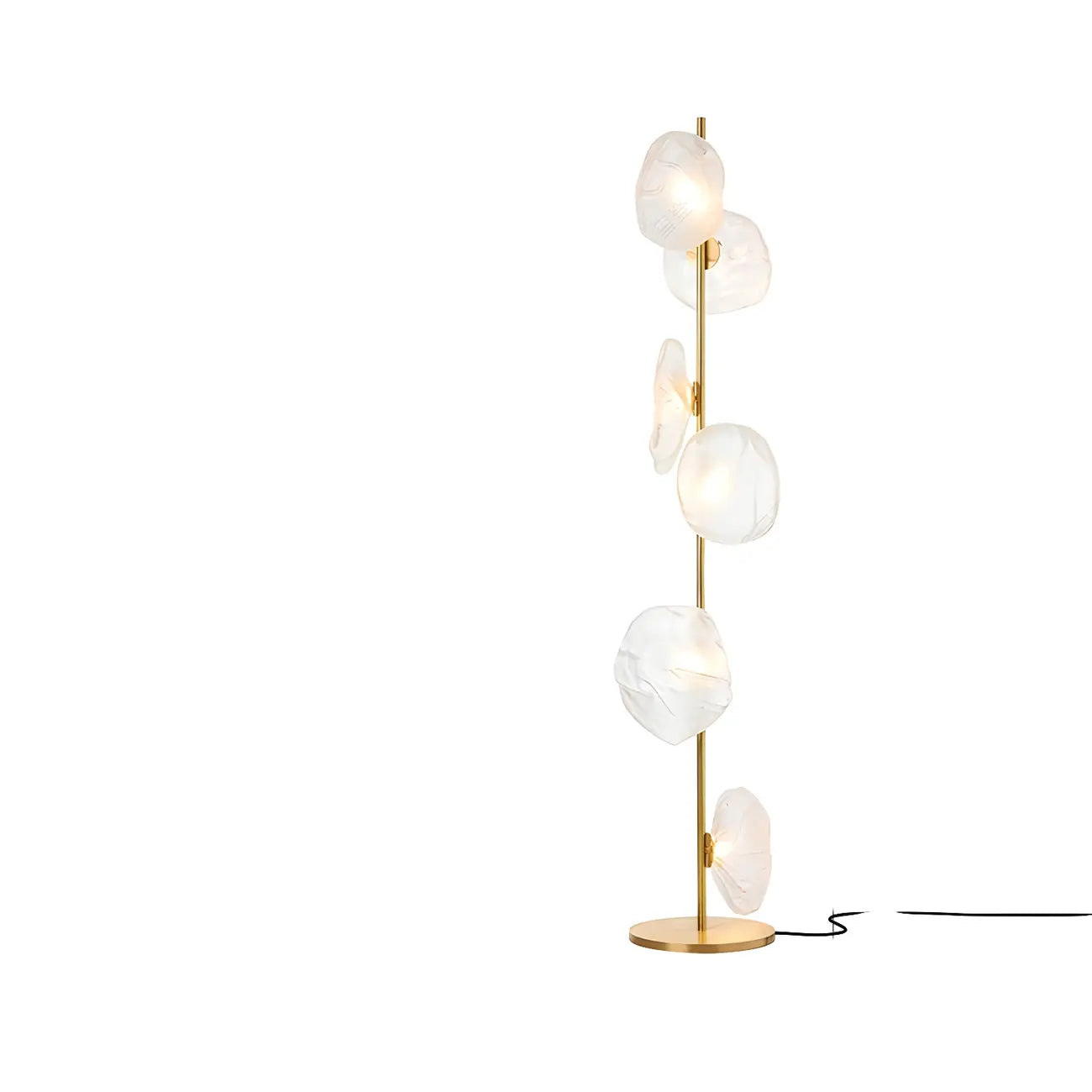 Lampada da terra geometrica Art Déco a 6 luci in vetro trasparente Nera/Oro