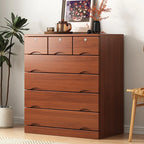 Commode industrielle en bois massif à 5 tiroirs pour chambre à coucher