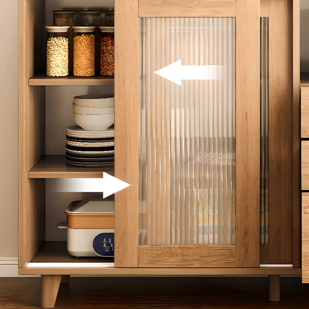 Meuble indépendant marron avec porte coulissante et étagère extérieure