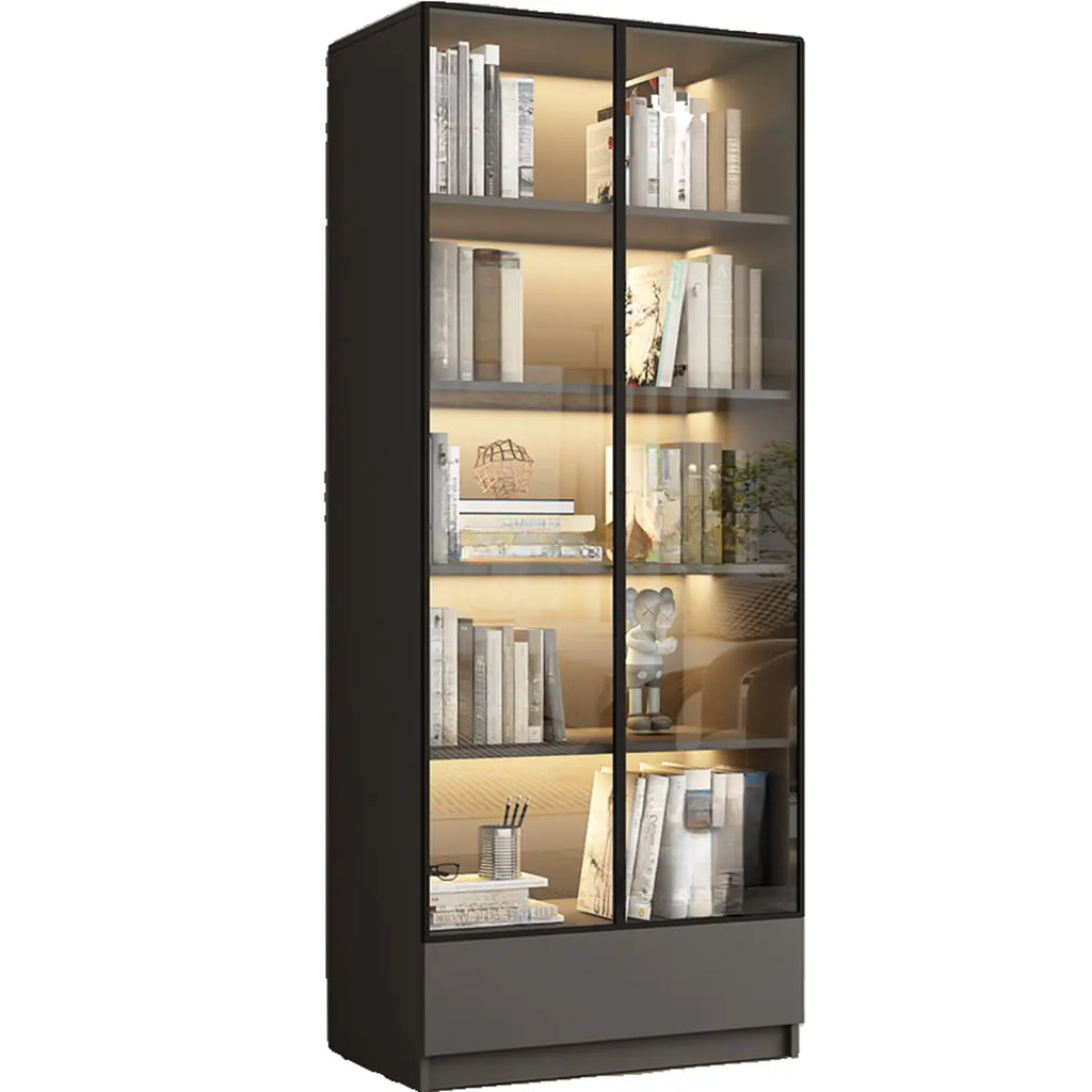 Vitrine standard de rangement avec porte vitrée et bois noir