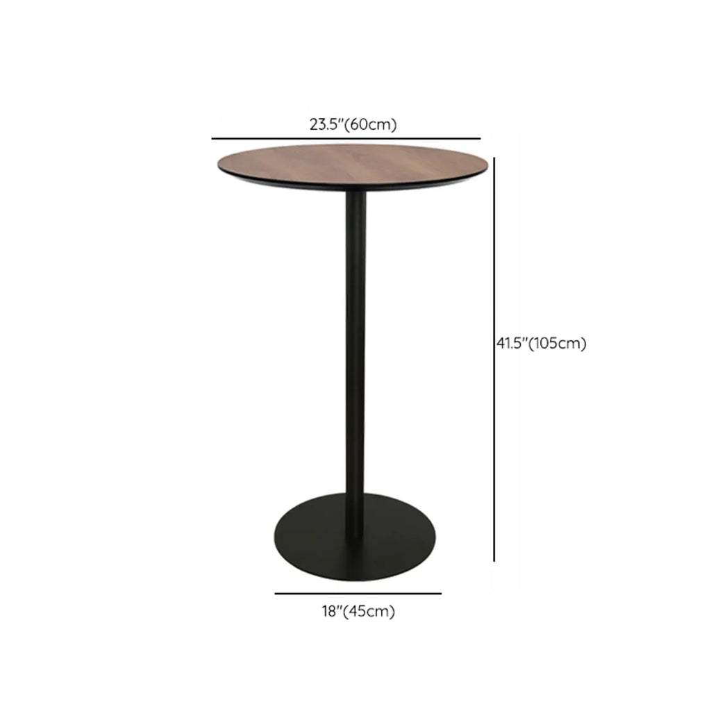 Table de bar élégante en bois avec piètement en métal noir pour café