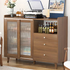 Meuble indépendant marron avec porte coulissante et étagère extérieure