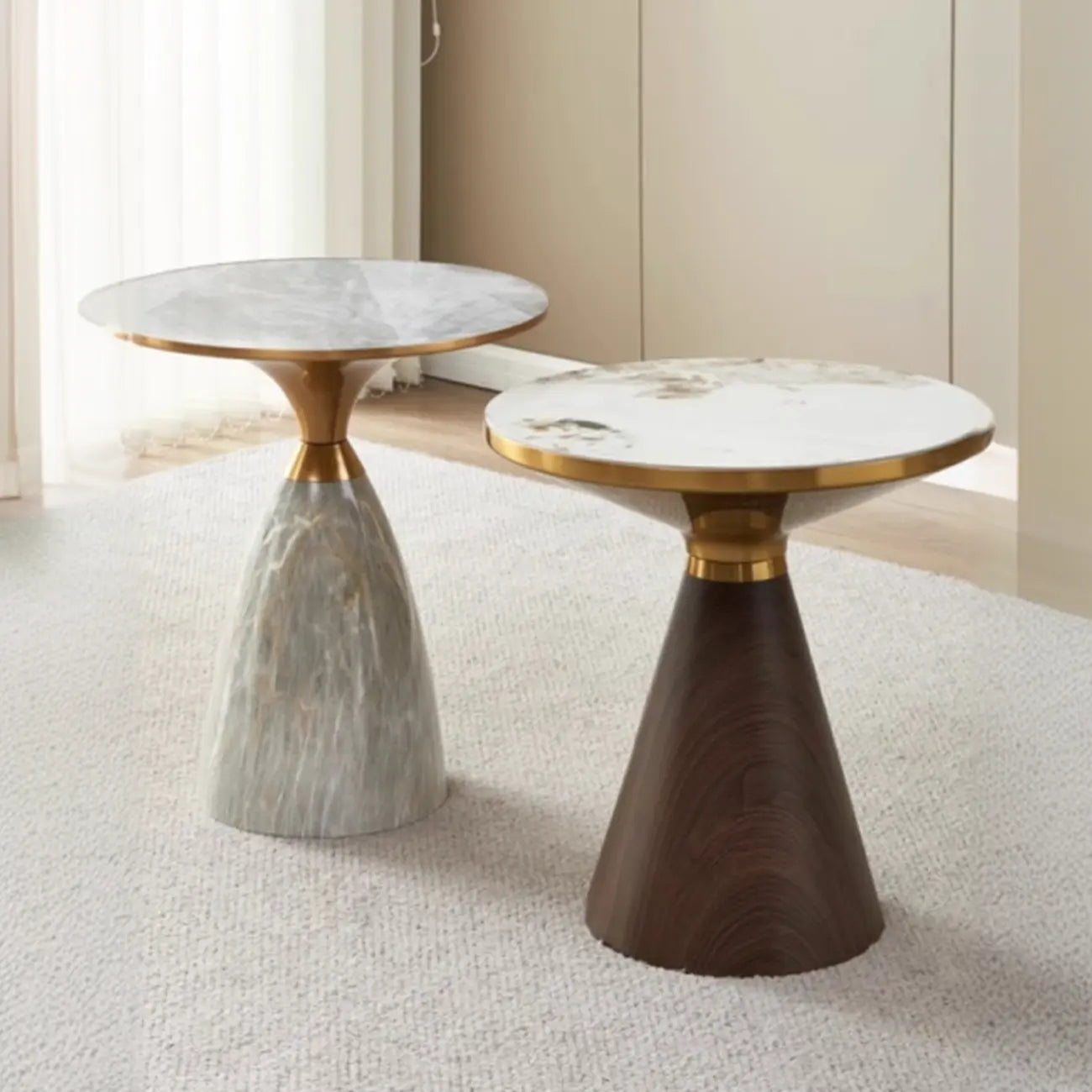 Table d'appoint ronde en métal Glam Chairside pour salon