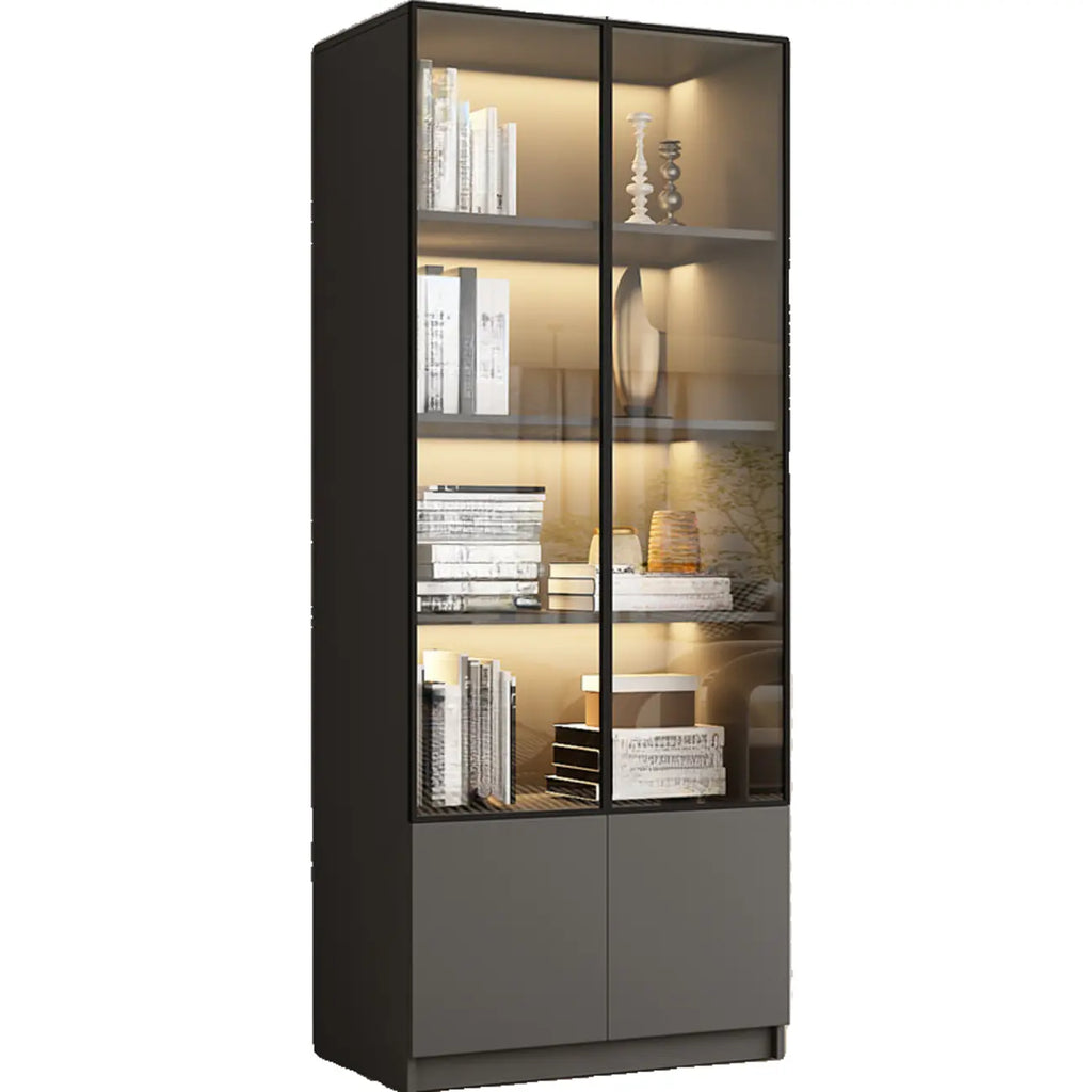 Vitrine standard de rangement avec porte vitrée et bois noir