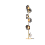 Lampada da terra geometrica Art Déco a 6 luci in vetro trasparente Nera/Oro