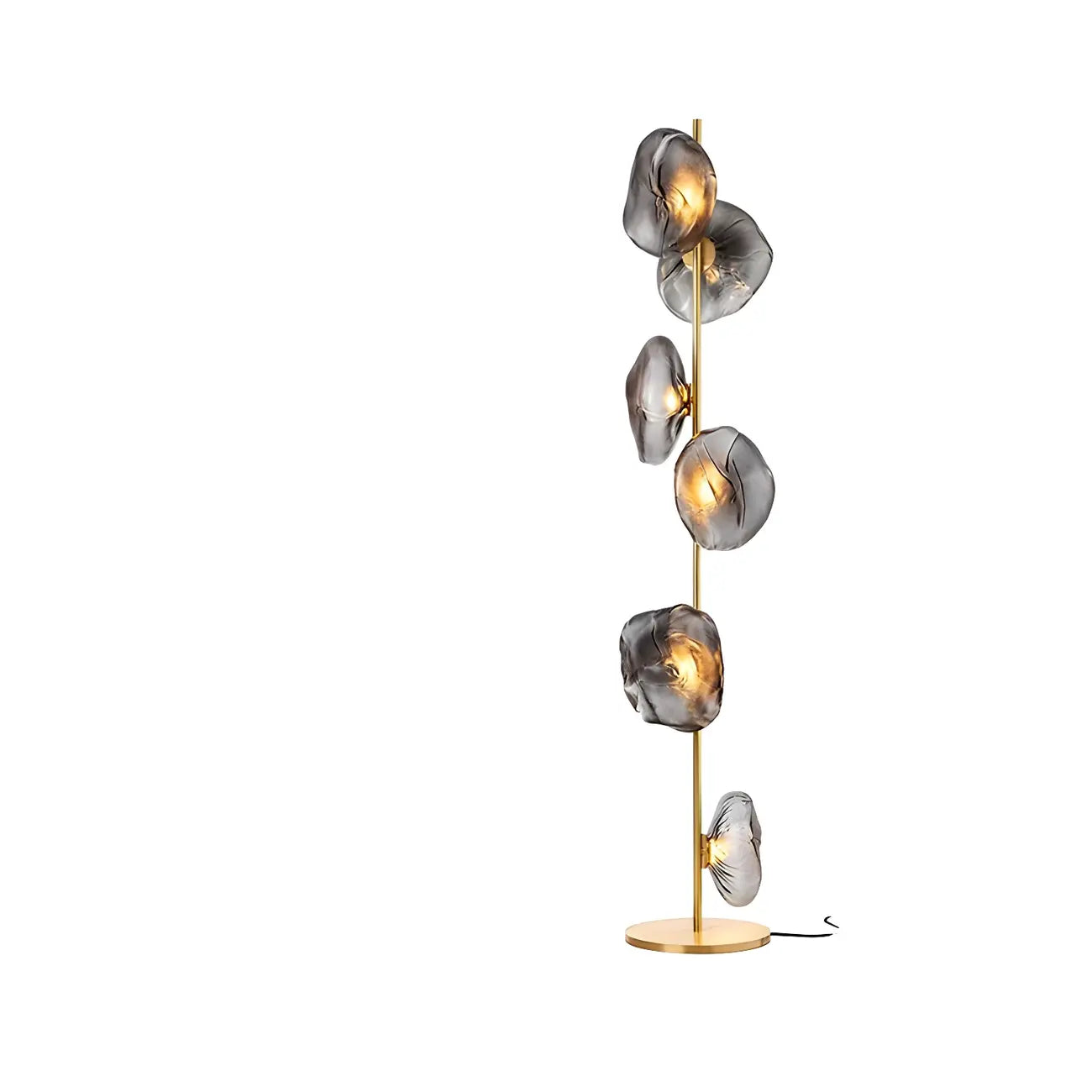Lampada da terra geometrica Art Déco a 6 luci in vetro trasparente Nera/Oro