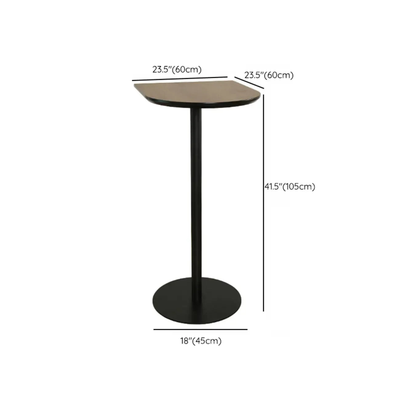 Table de bar élégante en bois avec piètement en métal noir pour café