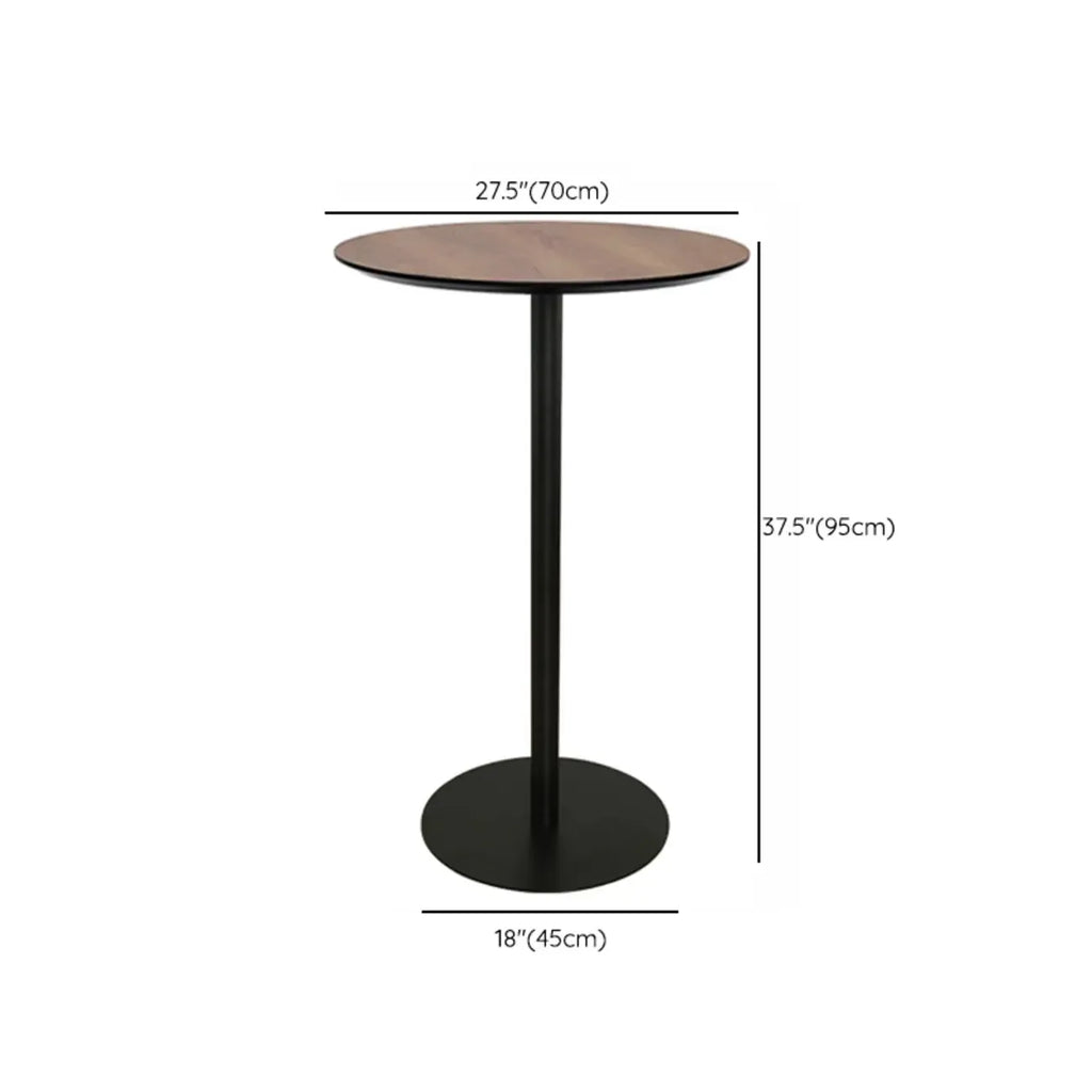 Table de bar élégante en bois avec piètement en métal noir pour café