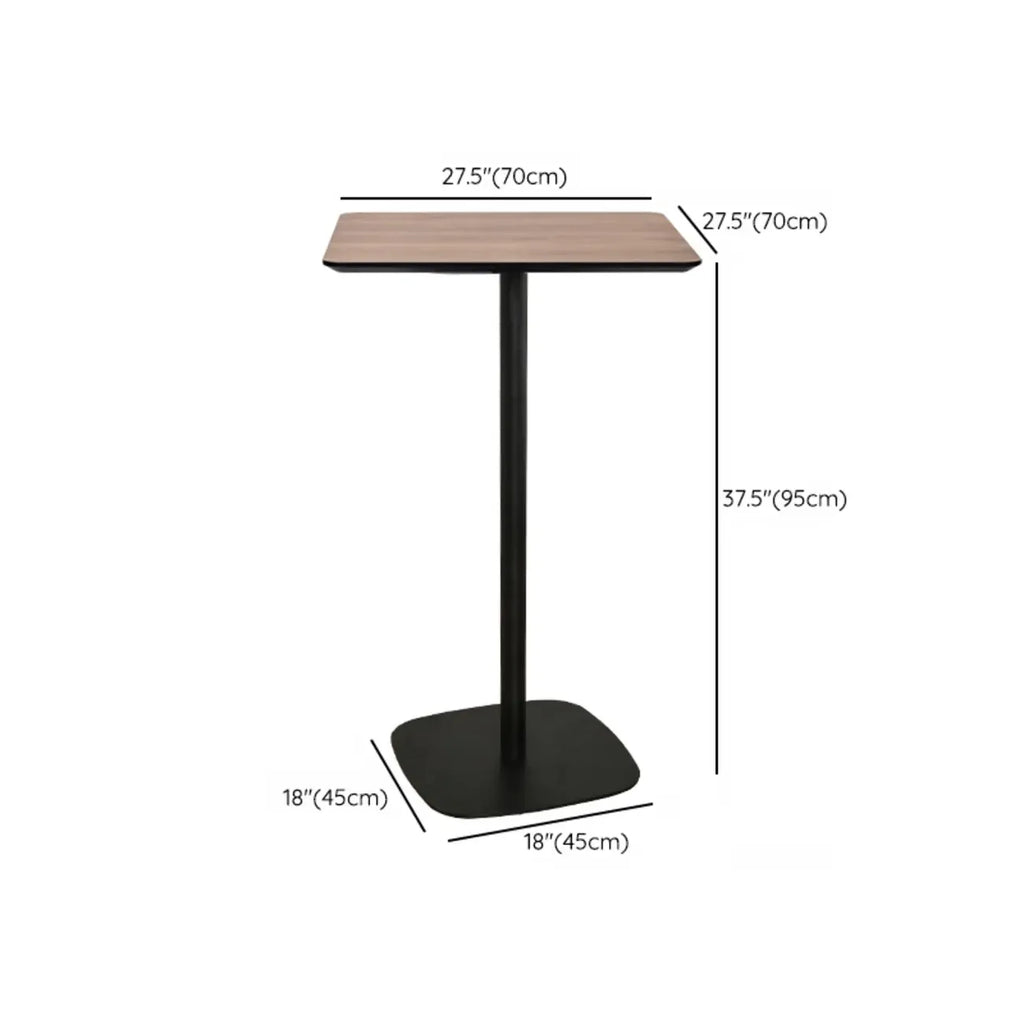 Table de bar élégante en bois avec piètement en métal noir pour café