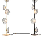 Lampada da terra geometrica Art Déco a 6 luci in vetro trasparente Nera/Oro