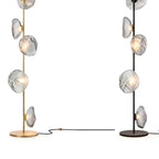 Lampada da terra geometrica Art Déco a 6 luci in vetro trasparente Nera/Oro