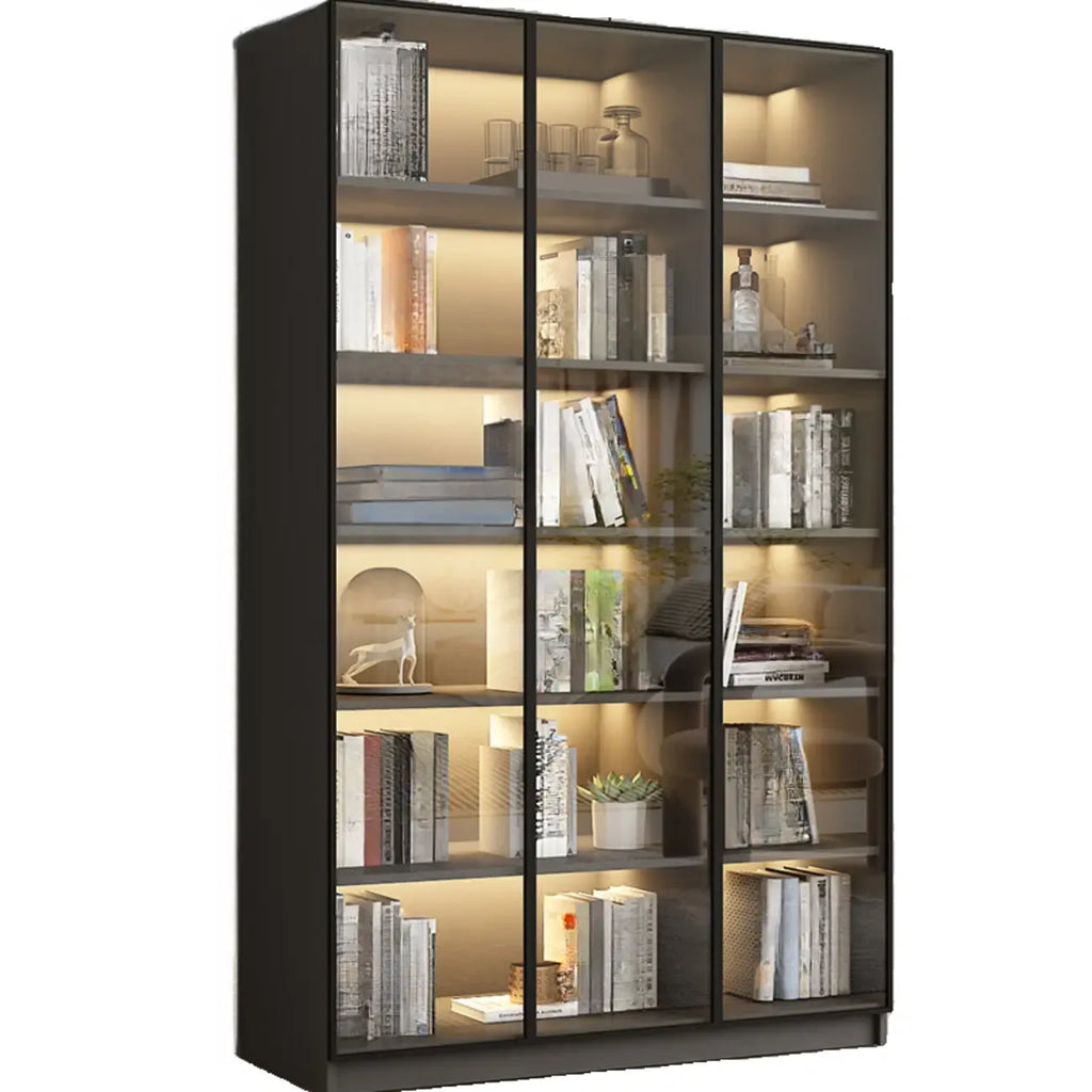 Vitrine standard de rangement avec porte vitrée et bois noir