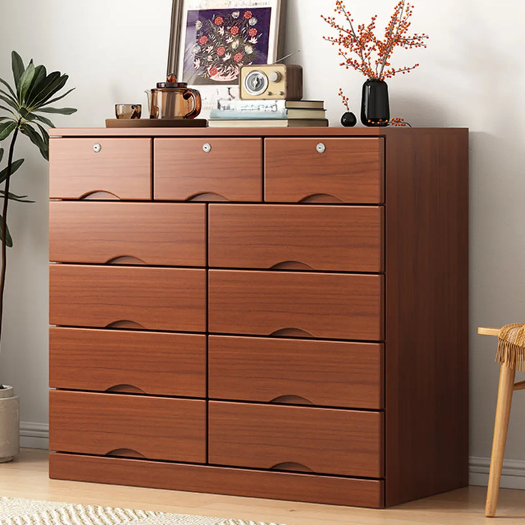 Commode industrielle en bois massif à 5 tiroirs pour chambre à coucher