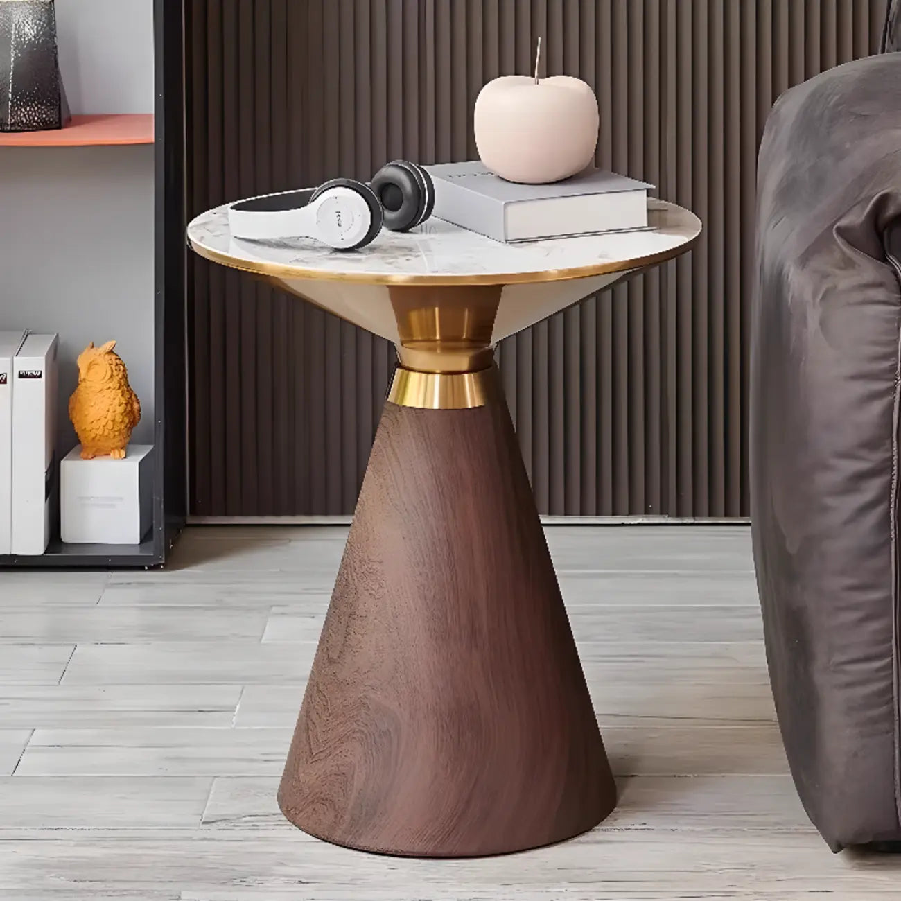 Table d'appoint ronde en métal Glam Chairside pour salon