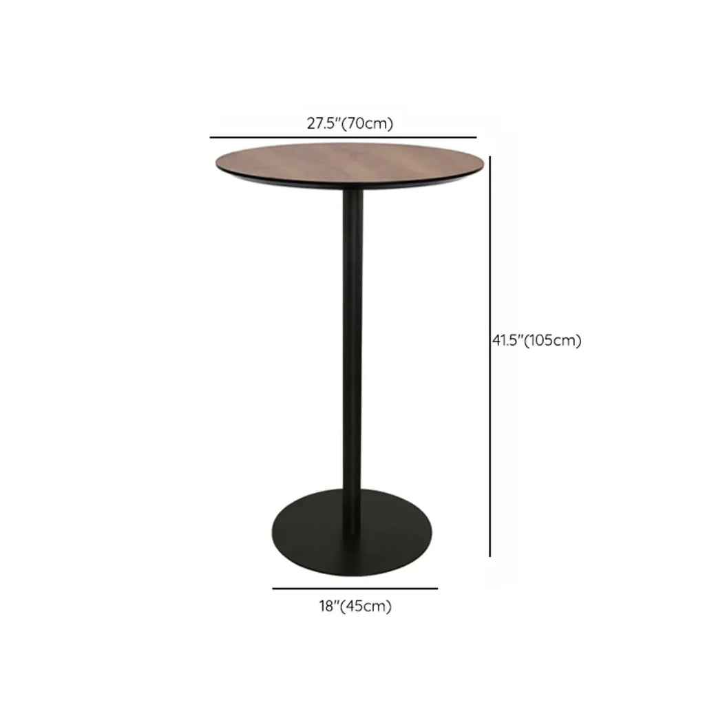 Table de bar élégante en bois avec piètement en métal noir pour café