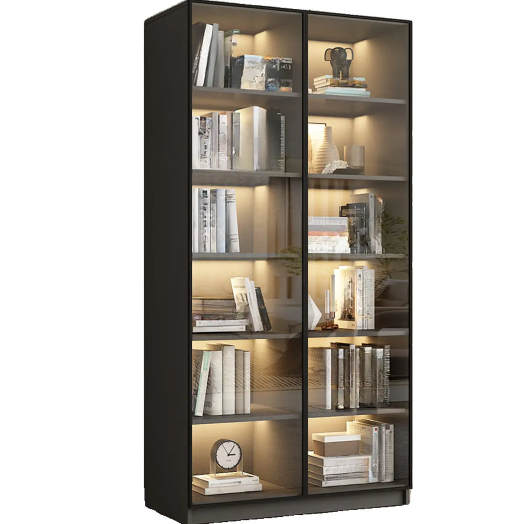 Vitrine standard de rangement avec porte vitrée et bois noir