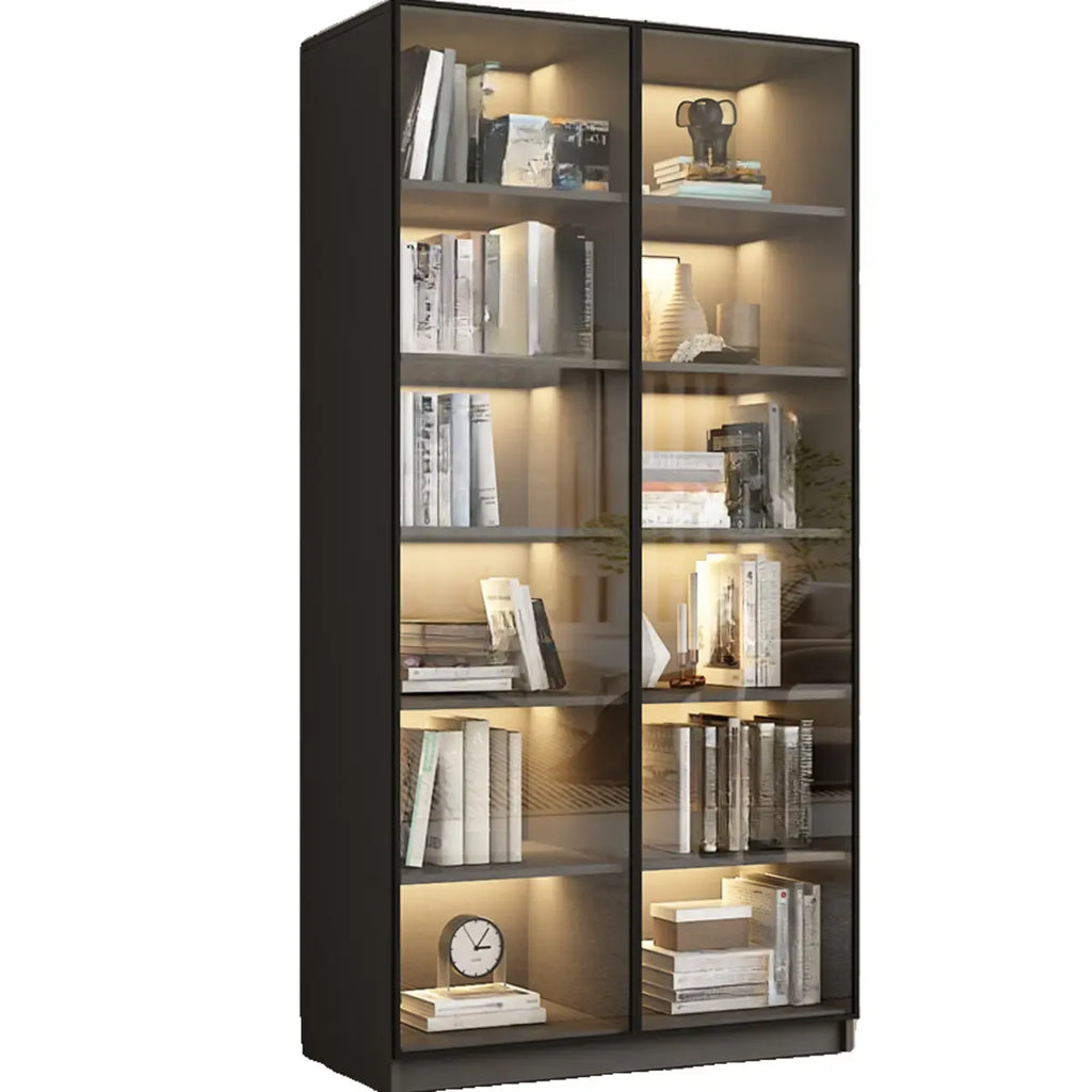 Vitrine standard de rangement avec porte vitrée et bois noir