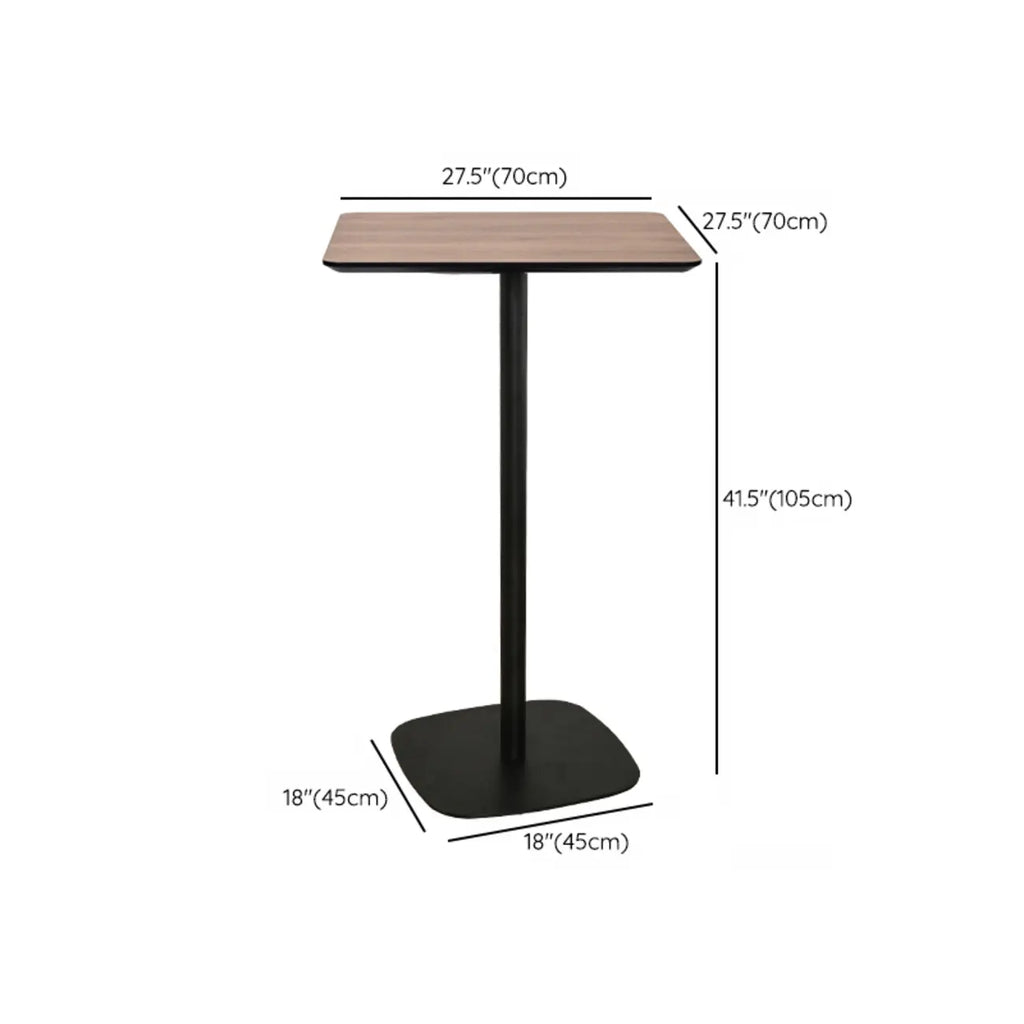 Table de bar élégante en bois avec piètement en métal noir pour café