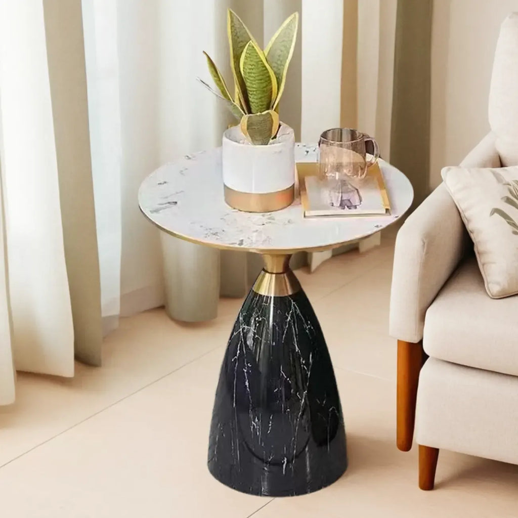 Table d'appoint ronde en métal Glam Chairside pour salon
