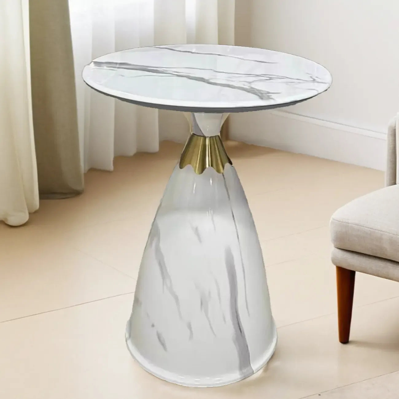 Table d'appoint ronde en métal Glam Chairside pour salon