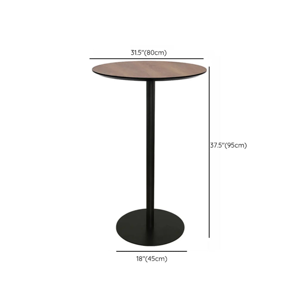 Table de bar élégante en bois avec piètement en métal noir pour café