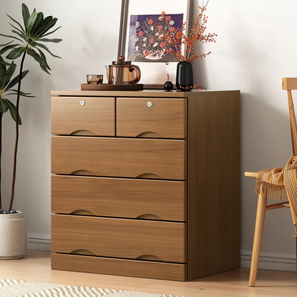 Commode industrielle en bois massif à 5 tiroirs pour chambre à coucher