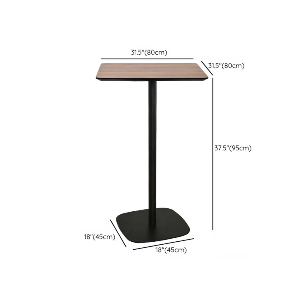 Table de bar élégante en bois avec piètement en métal noir pour café