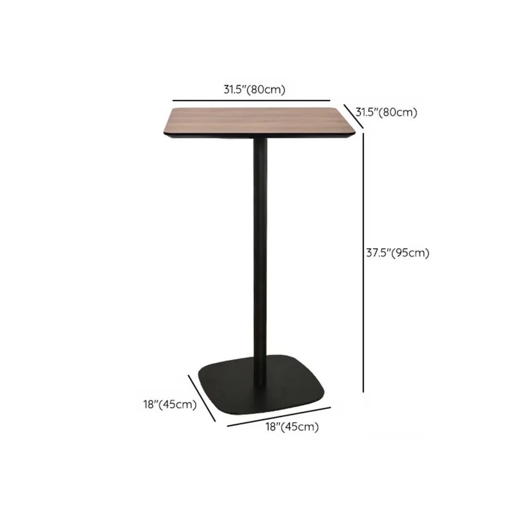 Table de bar élégante en bois avec piètement en métal noir pour café