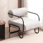 Fauteuil d'appoint industriel en cuir/velours avec structure en métal