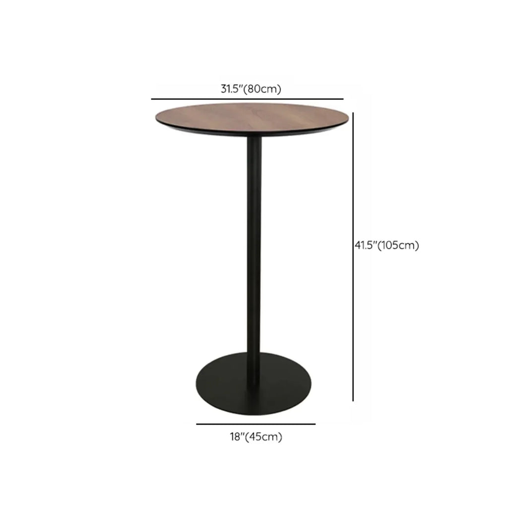 Table de bar élégante en bois avec piètement en métal noir pour café