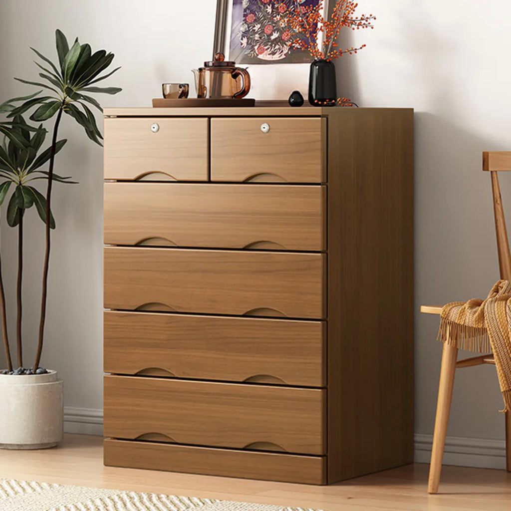 Commode industrielle en bois massif à 5 tiroirs pour chambre à coucher