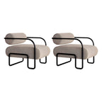 Fauteuil d'appoint industriel en cuir/velours avec structure en métal