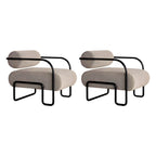 Fauteuil d'appoint industriel en cuir/velours avec structure en métal