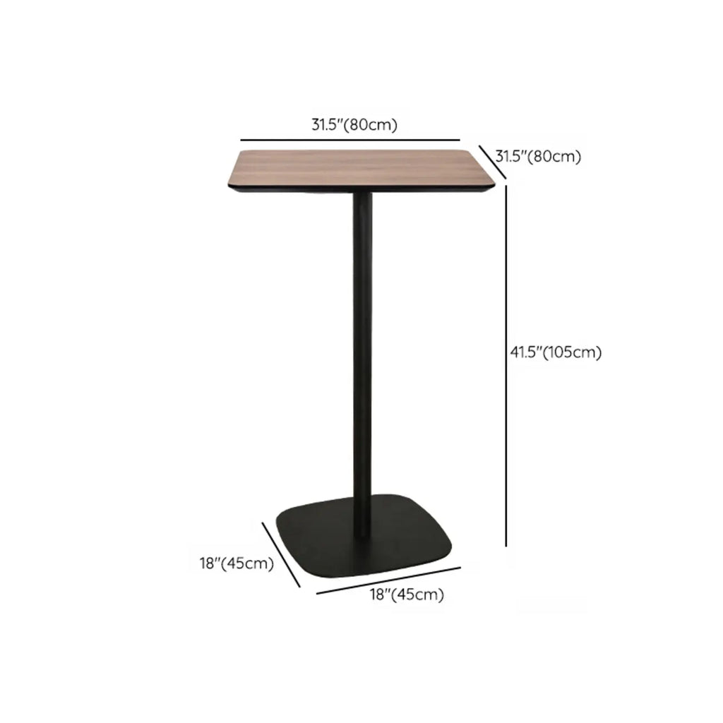 Table de bar élégante en bois avec piètement en métal noir pour café