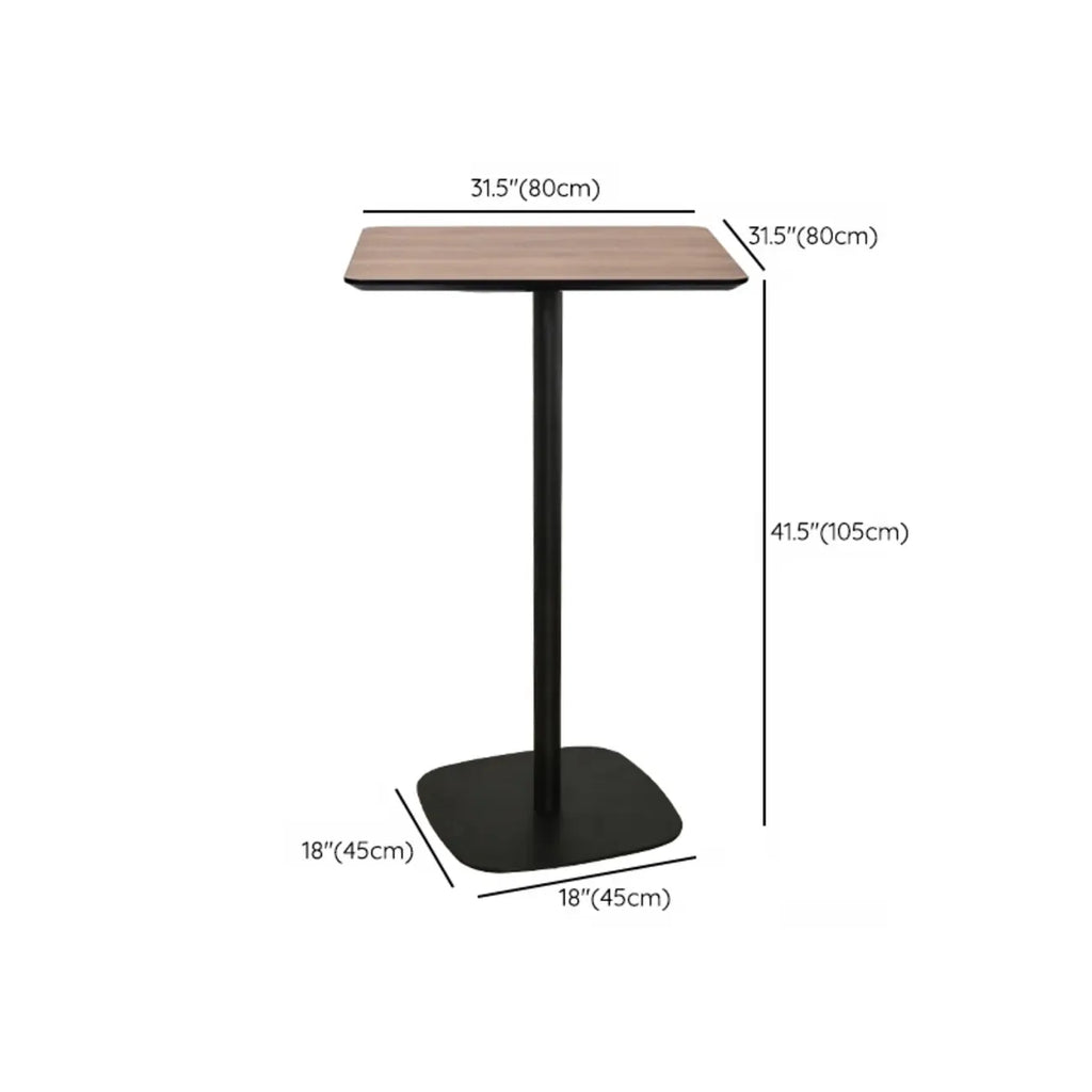 Table de bar élégante en bois avec piètement en métal noir pour café