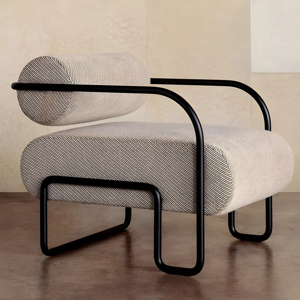 Fauteuil d'appoint industriel en cuir/velours avec structure en métal